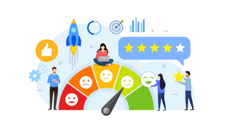 graphic symbolizing measuring customer satisfaction