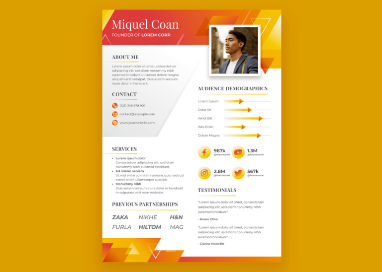 honey toned gradient resume template