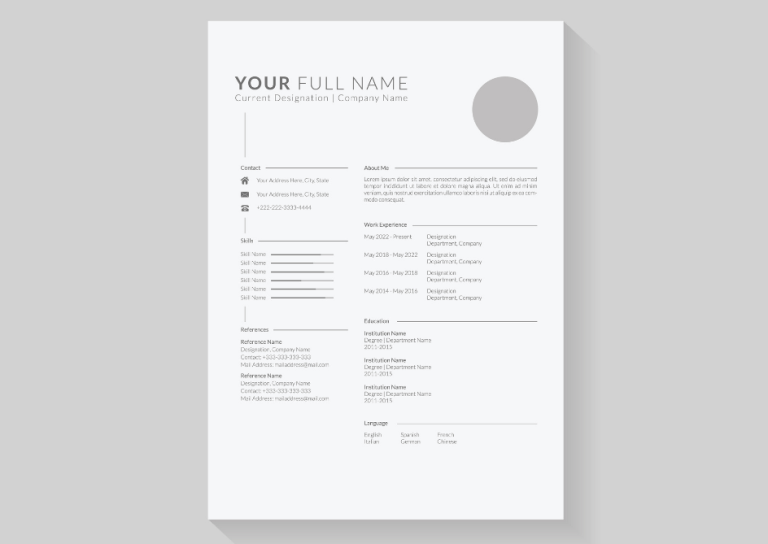 light grey typography resume template