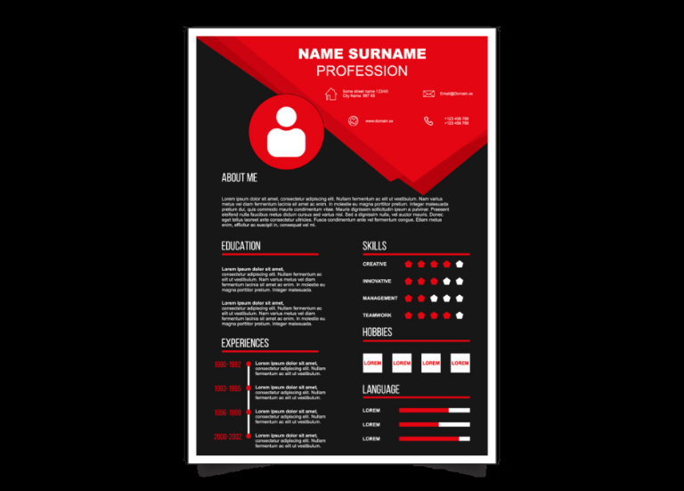 red and black resume template