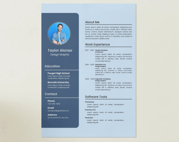blue tones modern resume template