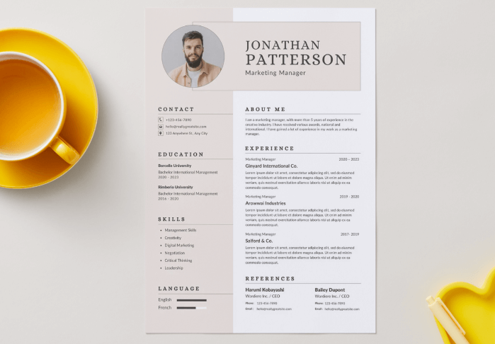 beige and white resume template
