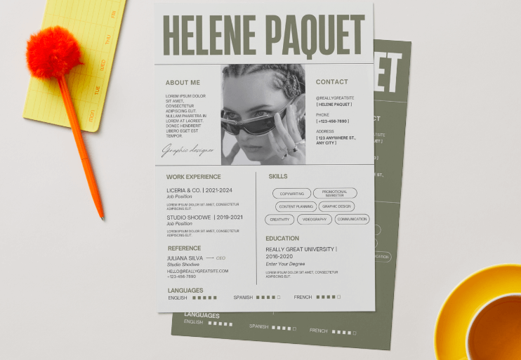 green and grey resume template