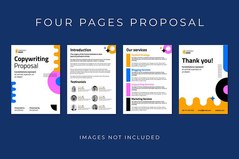 Copywriting proposal marketing proposal with bold colors and patterns