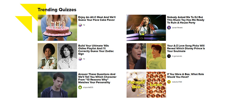beispiele für buzzfeed quizzes und tests
