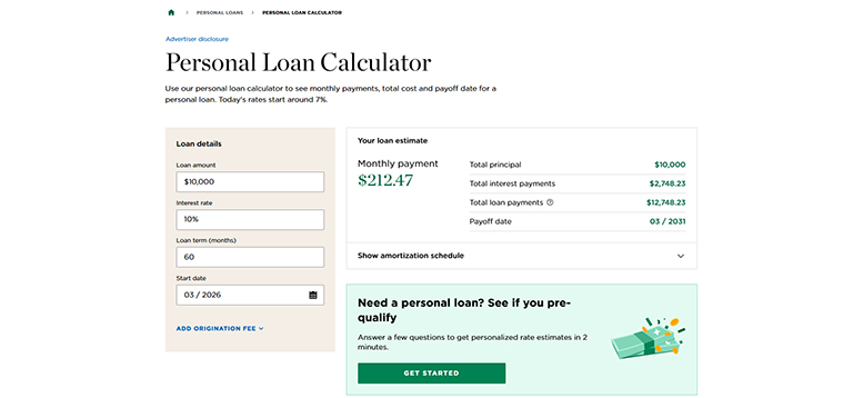 nerdwallet praktischer kreditrechner mit persönlicher berechnung