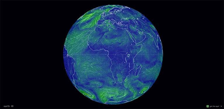 interaktive weltkarte mit windmustern