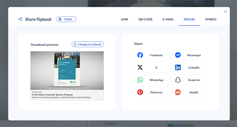 different options for sharing digital flip books