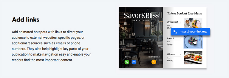 Liens cliquables et navigation intuitive liens interactifs dans un magazine scolaire