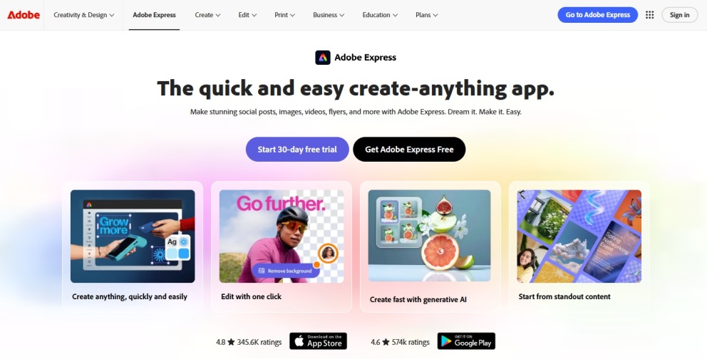 adobe express jako przykład darmowego programu graficznego do logo i ikon