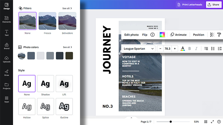 editing a template design in canva