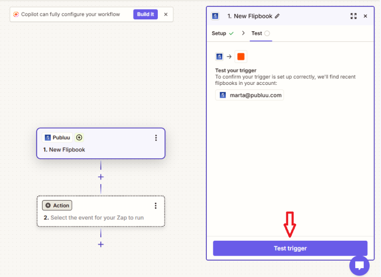trigger testen schaltfläche in zapier