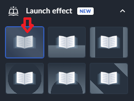 animation style options in the flipbook launch effect area